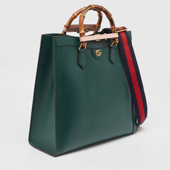 GUCCI Green Leather Bamboo Diana Tote - Picture 3 of 8
